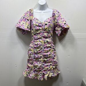 Gina Tricot Floral Ruched Dress Large